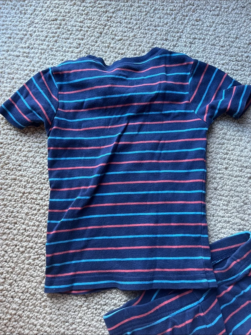 Carter's Navy Blue Striped Pajama Set with Pink and Light Blue Accents